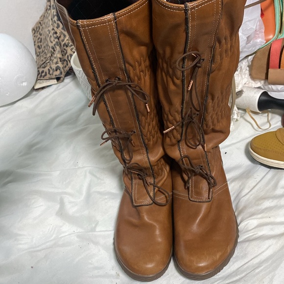 Sorel Women's Brown Firenzy Ruched NL1656-256 Leather Lace Up Winter Boots Sz 8 - Picture 4 of 14